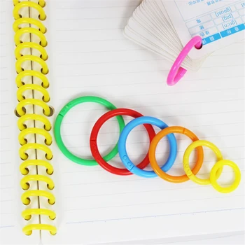 

50pcs Colorful Loose Leaf Binder Rings 28mm Multifunction Circle Ring Keychain Scrapbook Binding Buckle Hoop Office Supplies