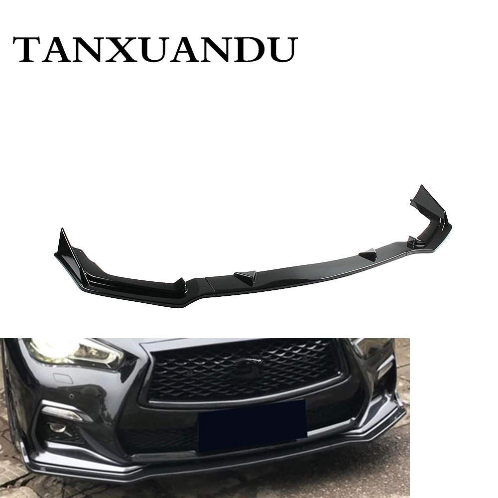 

1026 Painted Gloss Black 3-Stage Front Bumper Lip Spoiler Underbody Wing Sport Or Base Style Fit For INFINITI Q50 2014-2017