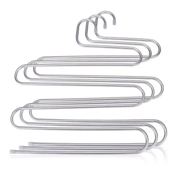 

5 layers Multi-functional S-type trouser rack stainless steel multi-layer trouser rack traceless adult trouser hanger