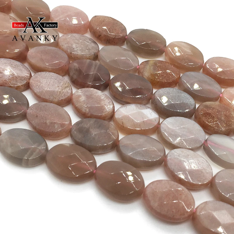 8x12mm Natural GemStone Orange Moonstone Faceted Oval Spacer Beads For Jewelry Making Diy Bracelets Necklace Accessories 15