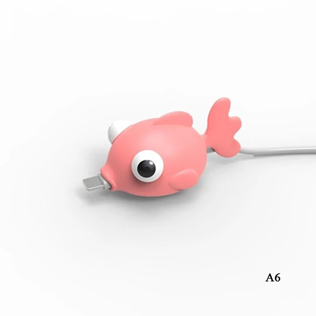 Cute Cartoons Animal Bite Cable Data Protector fish dinosaur dog Shaper cable Winder Organizer iPhone iPad Data Line Protection green