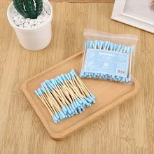 100Pcs/Lot Disposable Double Ended Bamboo Sticks Cotton Swab Makeup Remover Buds Cotton Swab Beauty Nose Ear Cleaning Tools