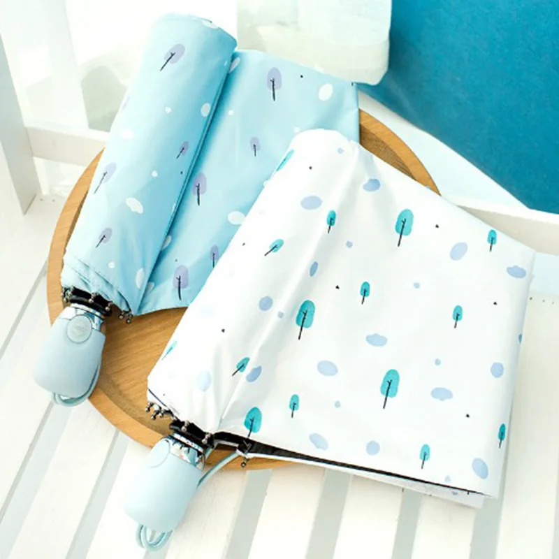 

Sun Protect Automatic Women Umbrella Anti-UV Waterproof Pocket Umbrella Three Folding Female Parasol Child Rain Tool