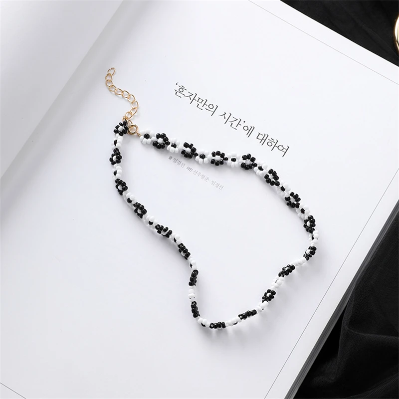 ROMAD Boho White Beaded Necklace Women Glass Necklace Beads Choker Bohemian Jewelry Gifts collares Collier Femme R50