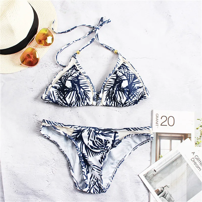 

two piece Print Swimwear 2019 Micro Women Bikini Sexy Lady neck string Bikini Set Swimming Suit Tankini Swimsuits Swimwear Tanga