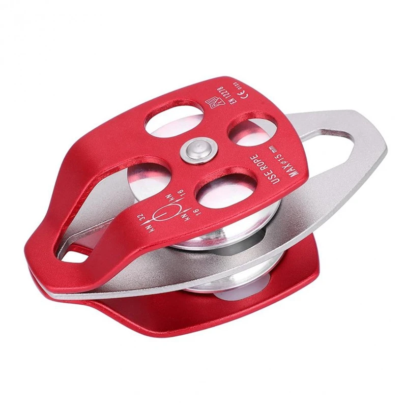 

32KN Rock Climbing Pulley Mini Pulley Heavy Duty Swivel Fixed Micro-Climbing Kit Pulley Rappelling Survival Mountaineering Equip