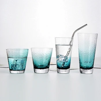 

Glass Wine Cup Nordic Gradient Blue Glass Cold Water Cup Home Drinking Whisky Cup Milk Juice Cups Home Drinkware