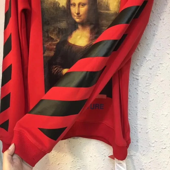 18SS off white Mona Lisa теплопередача стрелка Весна Осень Мужчины Женщины Круглый вырез с длинным рукавом Уличная Толстовка