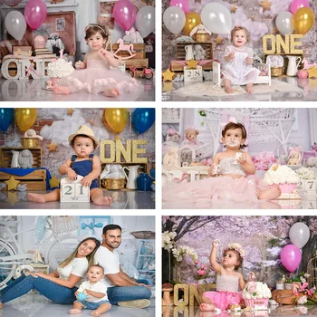 

Mehofond Baby Shower Photography Background 1st Birthday Party Balloon White Cloud Cake Smash Children Backdrop Photo Studio