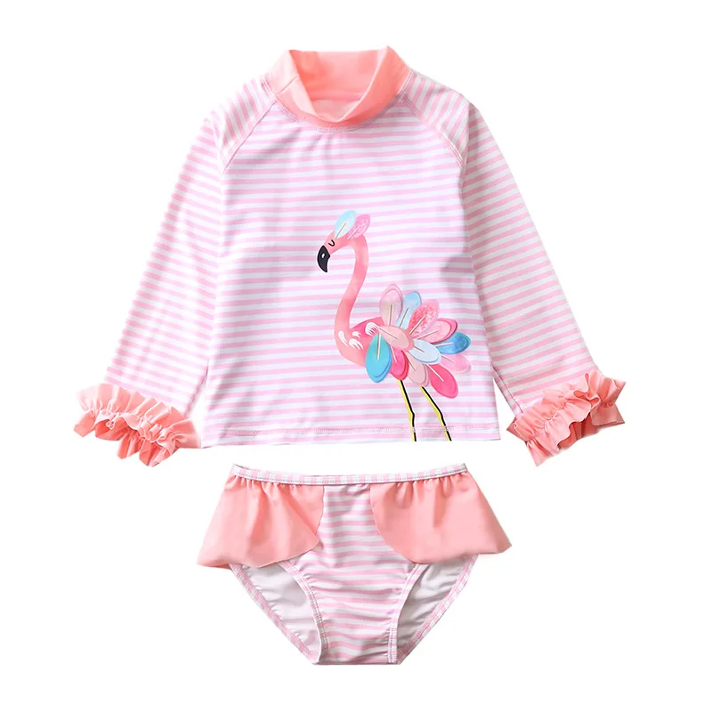

2020 New Style KID'S Swimwear Women's Split Type Swimwear Small CHILDREN'S 1-4-Year-Old Girls Flamingo Swim Bathing Suit