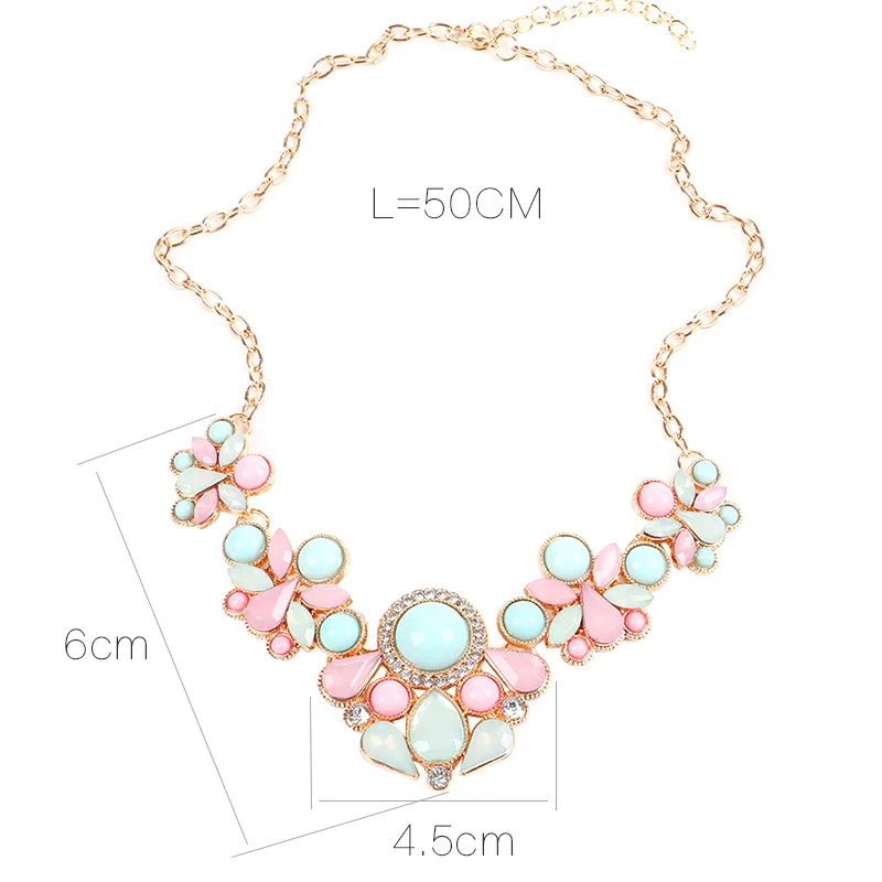 Brilliant Acrylic Stone Choker Necklace For Women Luxury Flower Design Statement Wedding Jewelry Pendant Collar |