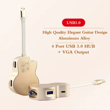 

CHUYI Multi USB Hub 4 Ports Guitar Design USB 3.0 Hub With VGA Port Micro USB Splitter Adapter For Macbook Computer Notebook