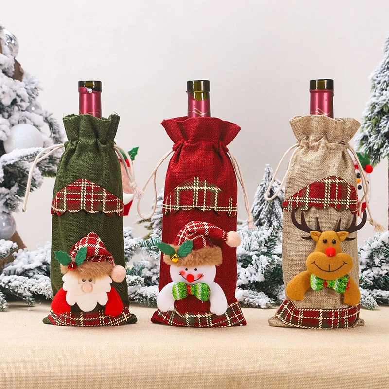 Рождественская Крышка для бутылки вина DIY рождественские украшения дома