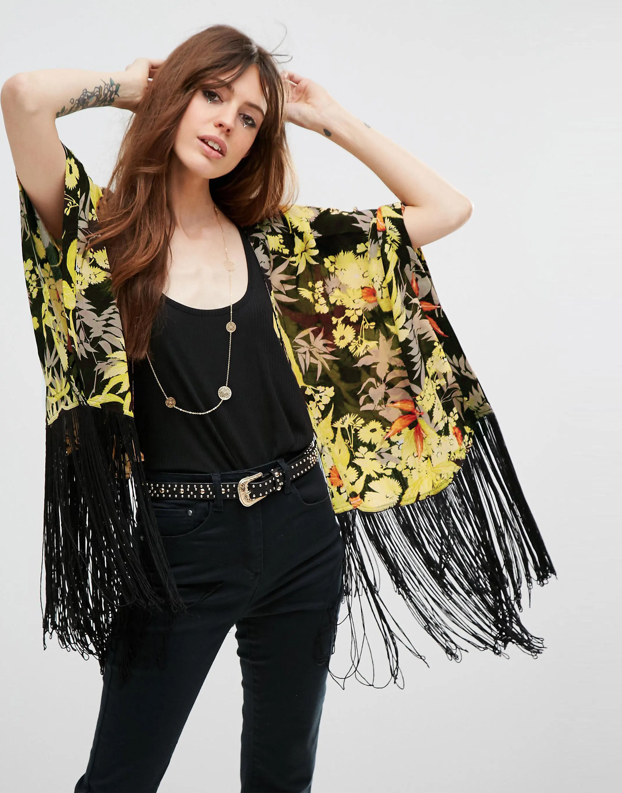blouses & shirts 2021 Vintage Printed Fringed Tunic Long Kimono Plus Size Sexy Beach Wear Summer Clothing For Women Tops and Blouses Shirts  A799 ladies shirts
