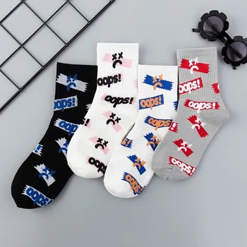 

Face Letter Cotton Funny Crew Socks Women Warm Cute Kawaii Art Happy Sock Japanese Breathable Sweat Streetwear Fashion Casual