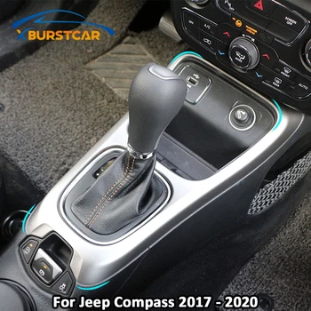

Xburstcar for Jeep Compass 2017 - 2020 ABS Chrome Internal Gear Shift Panel Protective Frame Cover Trim Sticker Accessories