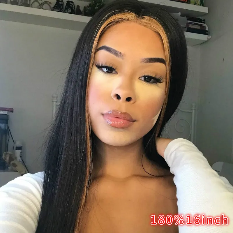 Real Hair Wig, Front Lace 13X5X1 Straight Highlight 1B 27 Hair Wigs