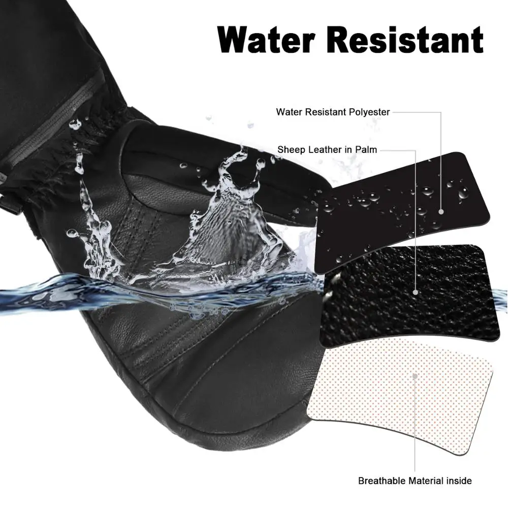 Unisex Far Infrared Heated Mitten Gloves Carbon Fiber Heating 3 Shift Temperatures Battery Heated Mitten Gloves SHGS38