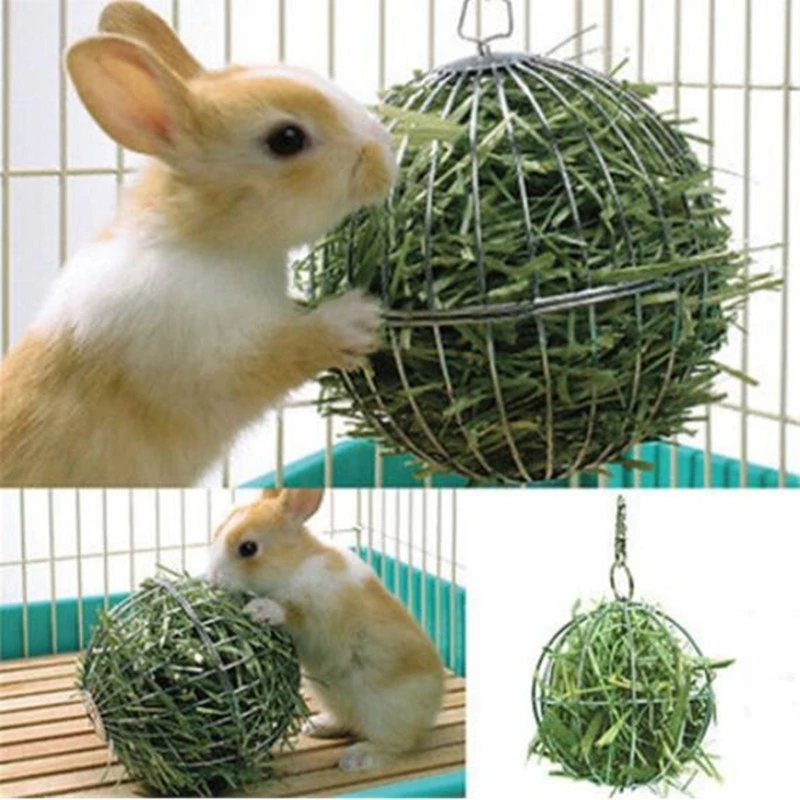 

1PC Stainless Steel Round Feed Dispense Exercise Hanging Hay Ball Guinea Pig Hamster Rabbit Pet Toys