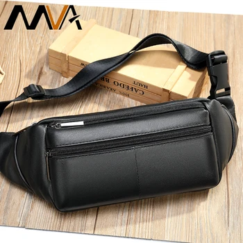 

Men's Waist Bag For Men Leather Genuine Travel Belt Bag Leather Fanny Pack Men Small Waists Bags Mens Shoulder Crossbody 7312