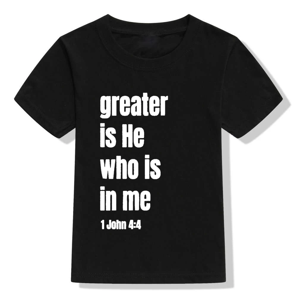 Детская рубашка с надписью «Greater Is He Is In Me», Детская христианская рубашка, Детские рубашки унисекс с верой, Детские Христианские Футболки для мальчиков и девочек, христианский Топ