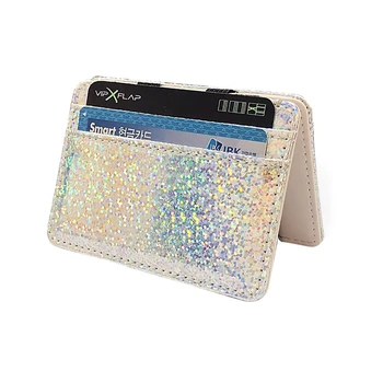 

Slim Women Wallet Short Bag Small Leather Men Card Holders Thin Sequin Zipper Frosted Fabric Coin Pocket Fashion Clutch 819