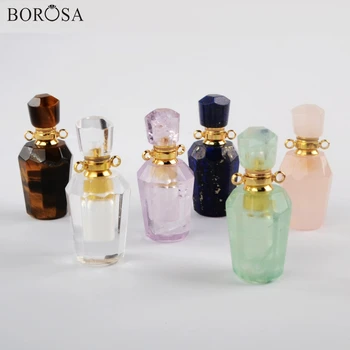 

BOROSA Perfume Bottle Pendant Connector Crystal Pendant New Essential Oils Perfume Diffuser for Women Jewelry Making G1941