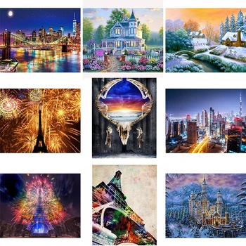 

5D DIY Diamond Painting Full Drill Square Iron tower castle Picture Ever Moment Diamond Embroidery Decorations for Living Room