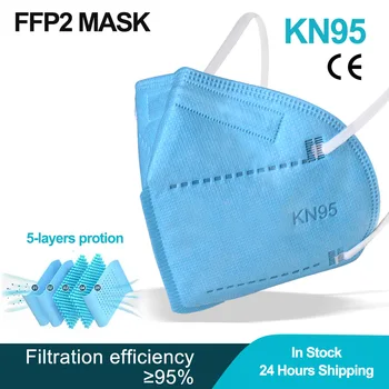 

10-100pcs FFP2 MASK Blue 5 Layers Adult KN95 Fabric Mask Mascarillas Protective Mouth Face Mask KN95 Filter Respirator Masque