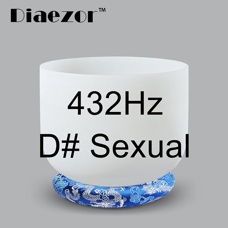 432Hz Sexual Diaezor 432 Гц 12 дюймов идеальный шаг C/D/E/F/G/A/B чакра матовый кварцт Хрустальная Поющая чаша с хрустальным молотком и цветной мат - Цвет: 432Hz Sexual
