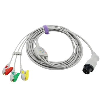 

Nihon Kohden Compatible ECG Cable for Cardiolife Bifasic Defibrillator, 3 Leads IEC Clip/ Grabber, 11 Pins Connector