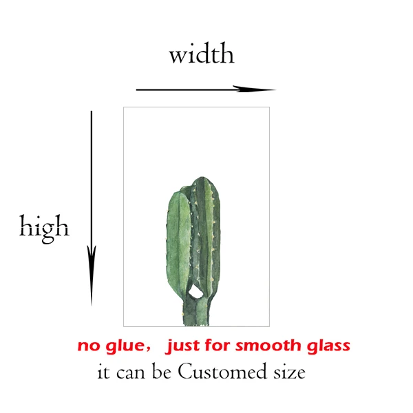 Window Privacy Film Vinyl Glass Sticker Non-Adhesives Window Clings Static Cling Window decor Decal Cactus Plants GS024 2020GS020-4