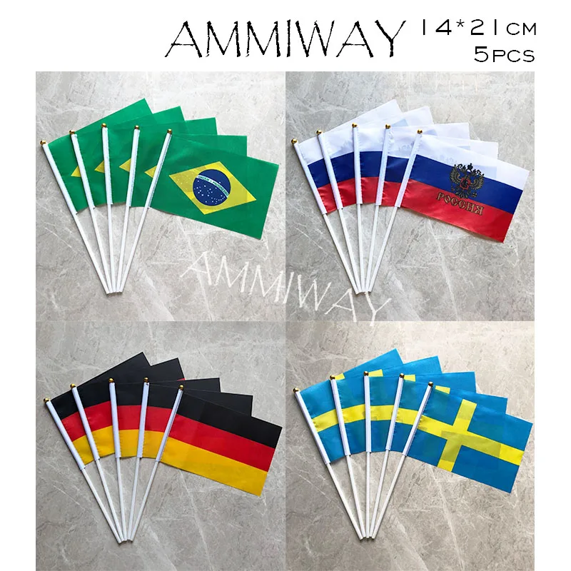 Флаг AMMIWAY 14x21 см 5 шт. флаг Бразилии России национальный Германия Швеция полиэстер