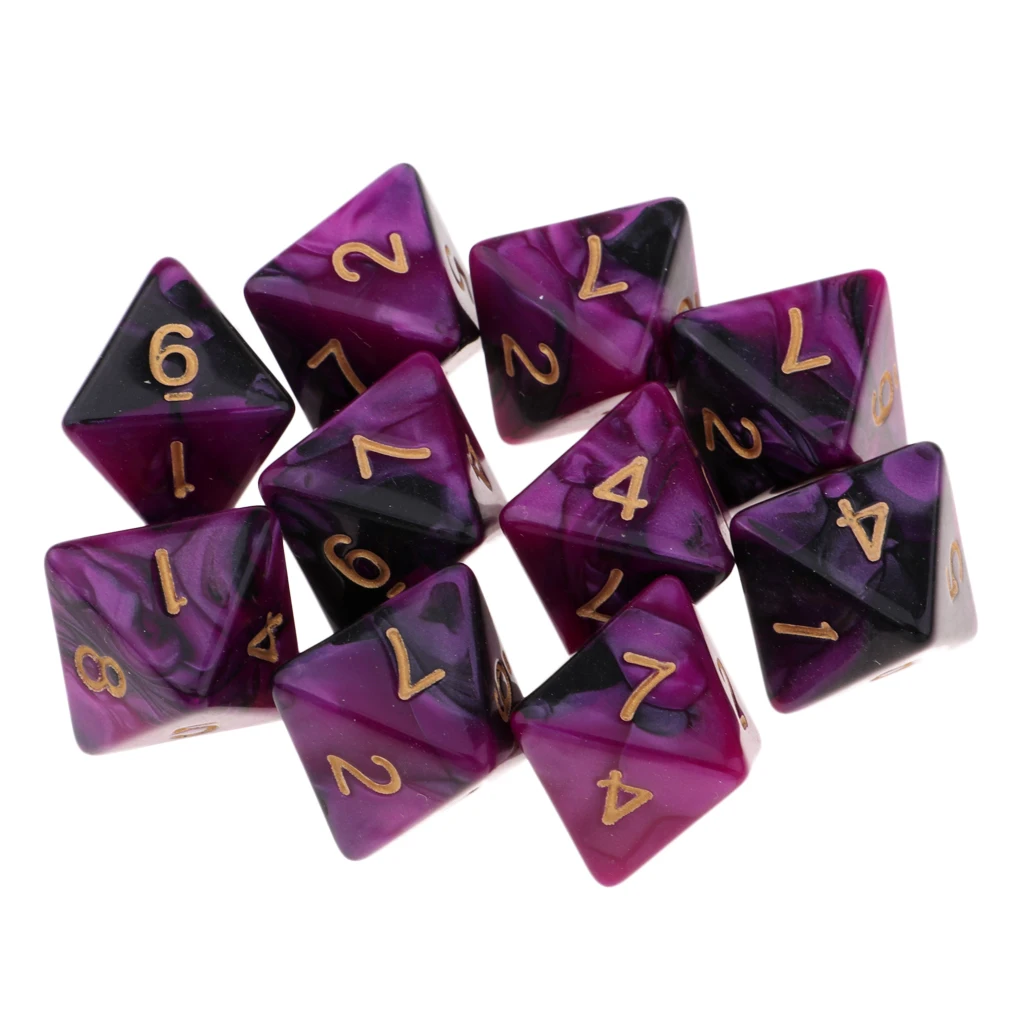 10 Pieces Polyhedral Dice Set Multi-sided Dice D8 for TRPG D& Dragons Game 8-sided Dice Set 