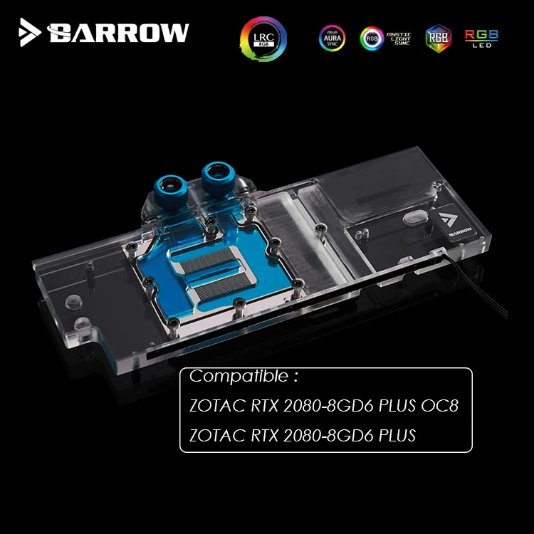 Barrow GPU Блок водяного охлаждения для ZOTAC RTX 2080 8GD6 PLUS OC видеокарта с полным покрытием