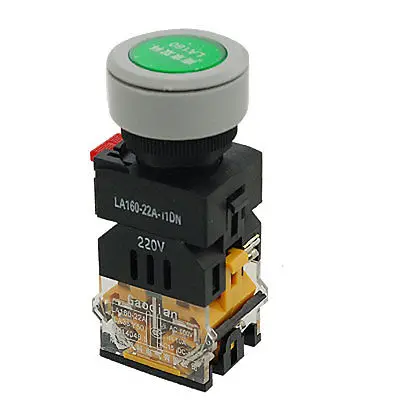 

AC 660V 10A Green Sign Momentary Push Button Switch w 220V Lamp 22mm 1 NO 1 NC