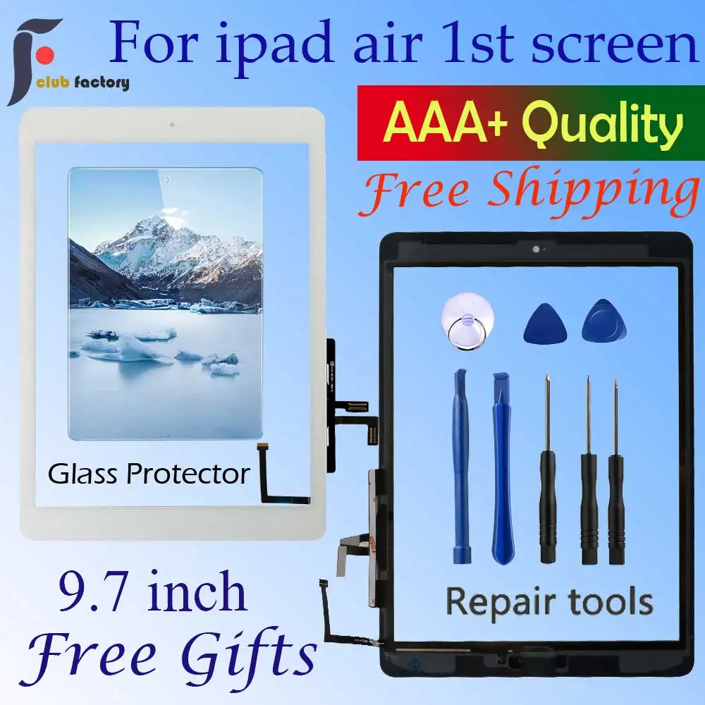 Для Ipad Air 1 сенсорный экран A1474 A1475 A147 дигитайзер Датчик + Главная Кнопка гибкий