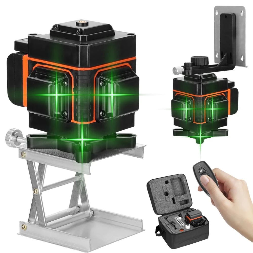 4D 16 //3D 12 Line Green Laser Level 360° Auto Self Leveling Rotary Cross Measure