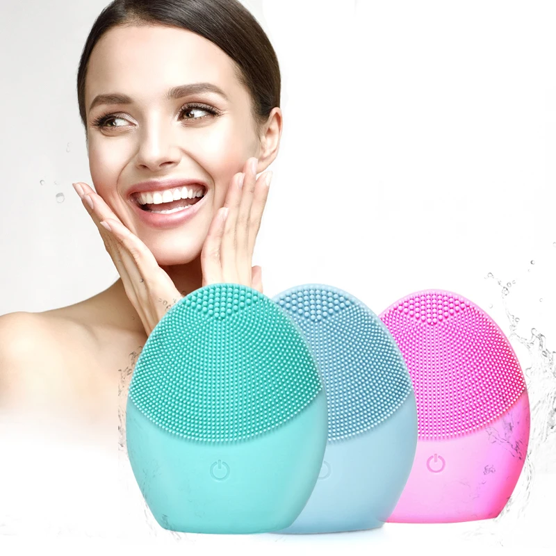 

Mini Facial Cleansing Brush Sonic Vibration Face Cleaner Silicone Deep Pore Cleaning Electric Waterproof Soft Massage Tool