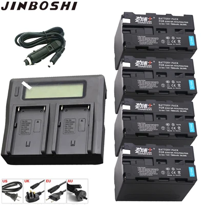 4X B and Charger 4 шт. 7900 мА/ч, NP-F970 NP-F960 NP F960 F970 Камера Батарея+ ЖК-дисплей двух портов для быстрой Зарядное устройство для sony F930 F950 F770 F570 F970 CCD-RV100 - Цвет: 4X B and Charger