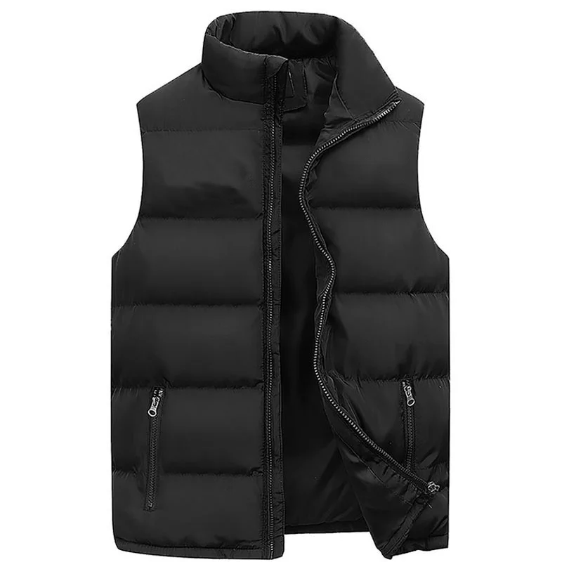 Men Down Vest Jackets Casual Printed Sleeveless Outdoor Warm Waistcoat