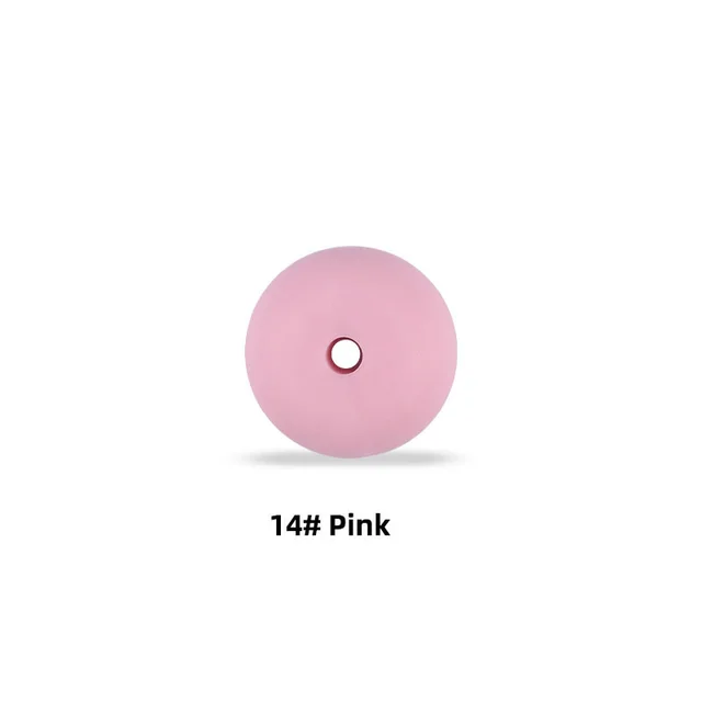 15mm Silicone Abacus Beads 20pcs Lentil Silicone Teether DIY Bead Food Grade Silicone Nursing Necklace Pearl Silicone Teething Pink