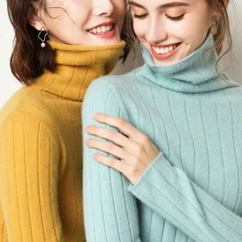 

Cashmere Sweater Women Turtleneck Women Elegant Knitted Turtleneck Winter Velvet Thick Sweater For Women Warm Sweaters Female