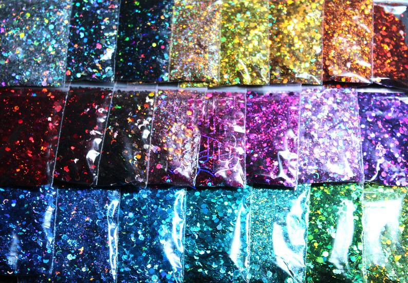 20g/Bag Loose Holographic Glitter Bulk Silver Chunky Nail Glitter Sequins  for Epoxy Resin DIY Nails Decor