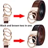 Beltox Women Reversible Leather Belt 2 in 1 Rotated 2 Rings Gold Buckle 3.4cm Wide ► Photo 2/6