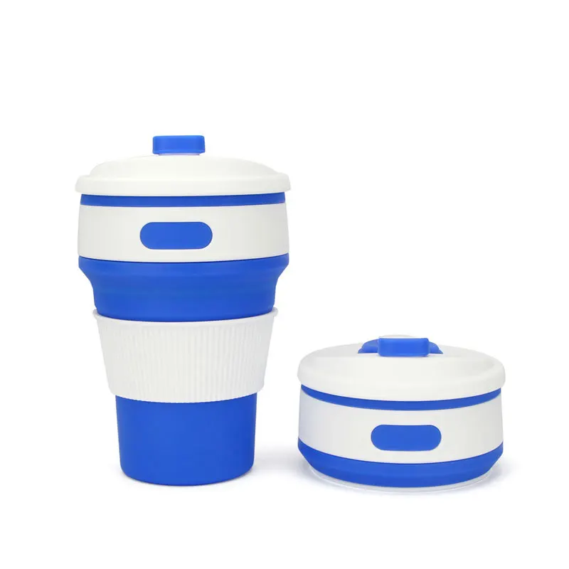 Складная силиконовая чашка портативная телескопическая Питьевая Складная кофейная чашка многофункциональная Складная Силиконовая кружка для путешествий - Цвет: Тёмно-синий
