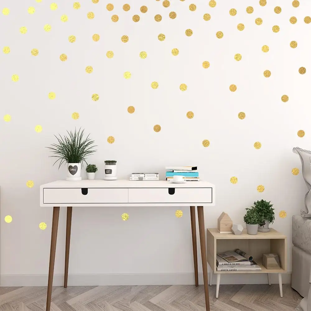 Gold Circle Wall Sticker For Kids Room Baby Nursery Room Kids Bedroom Children Wall Decals Home Art Wallpaper Decor 28x28cm