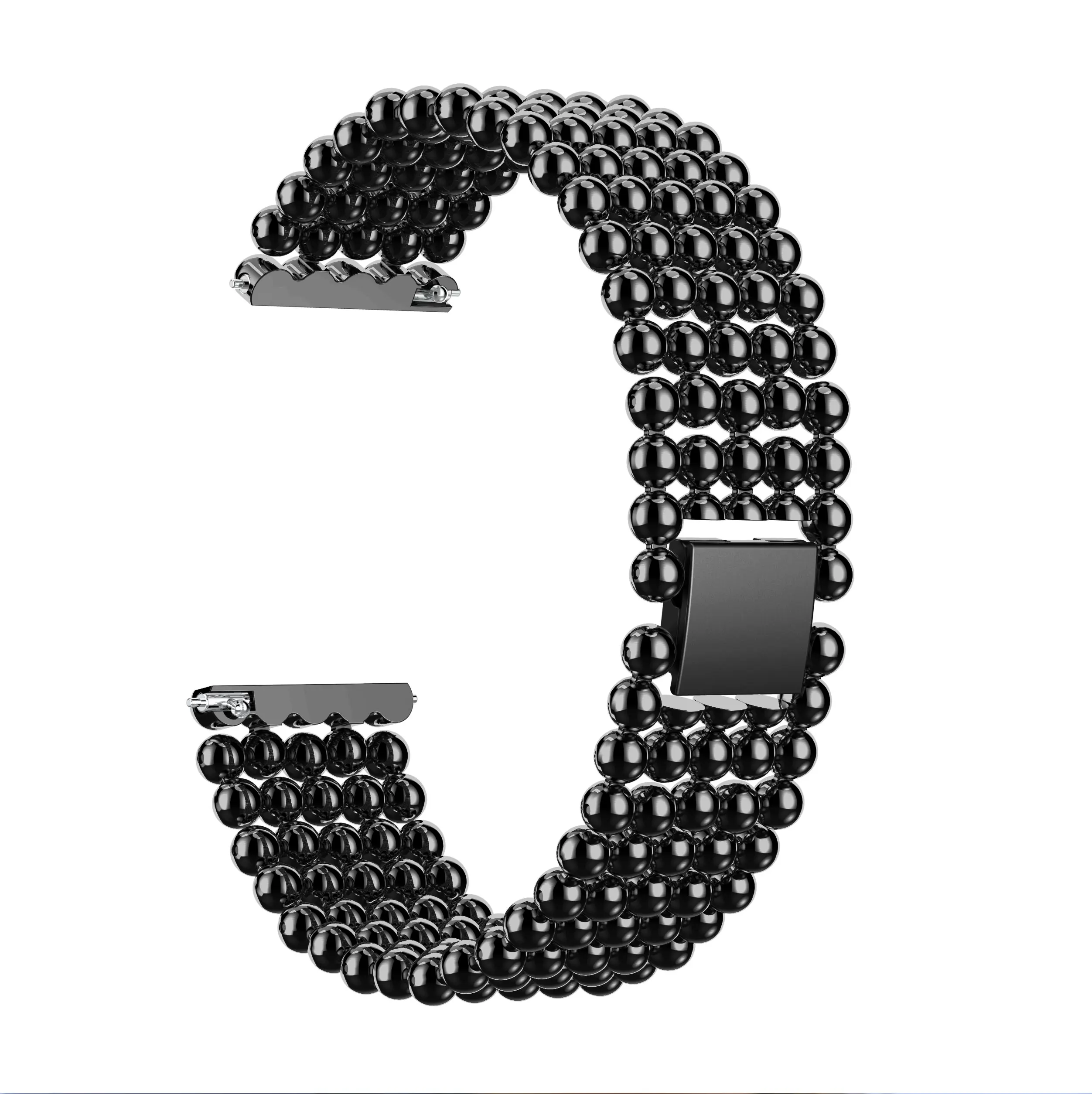 Yayuu Fashion Five Beads Round Alloy WatchBand Wrist Strap Replacement Smart watch Bands Accessories For Fitbit Blzae/Versa 1/2 - Цвет: Black
