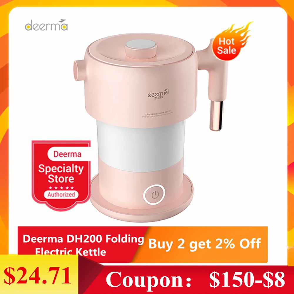

Deerma 0.6L Mini Folding Electric Kettle Auto Power-off Protection Water Boiler Teapot Instant Heating Stainless Steel