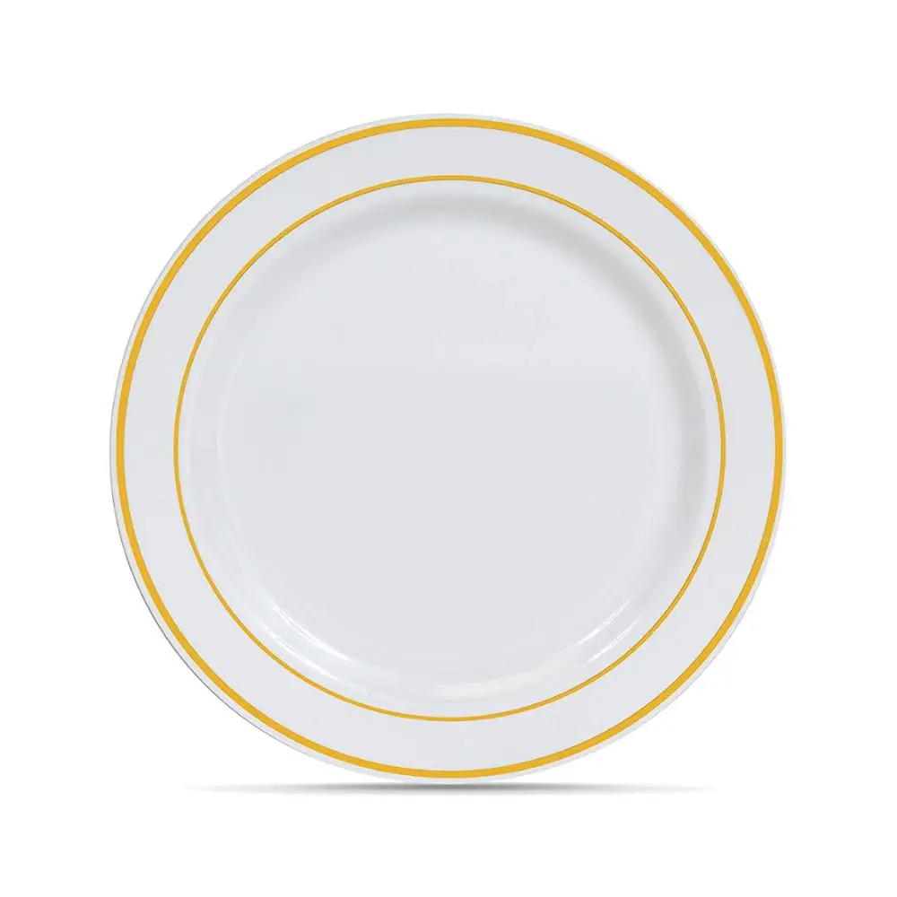 50 шт Золотой обод пластиковый Plates-7.5inch Золотой одноразовый салат/Десертные Тарелки-идеально подходит для свадеб и вечеринок